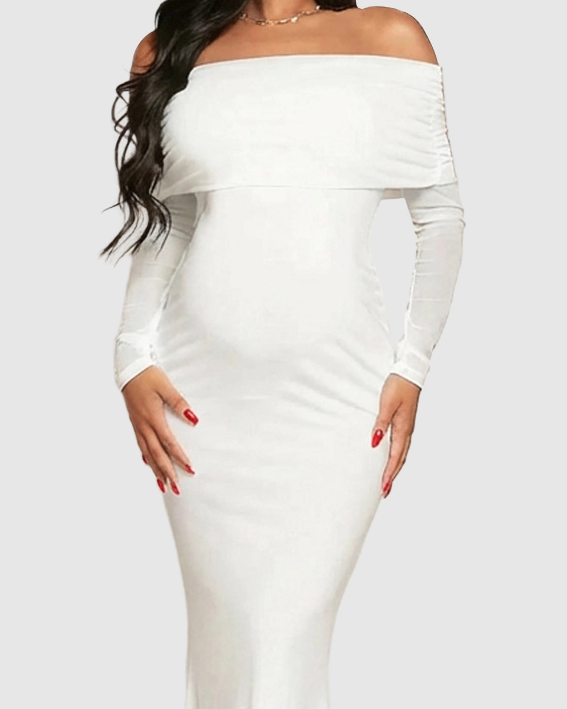 Draped Neck Mermaid Fit Maternity Maxi Dress