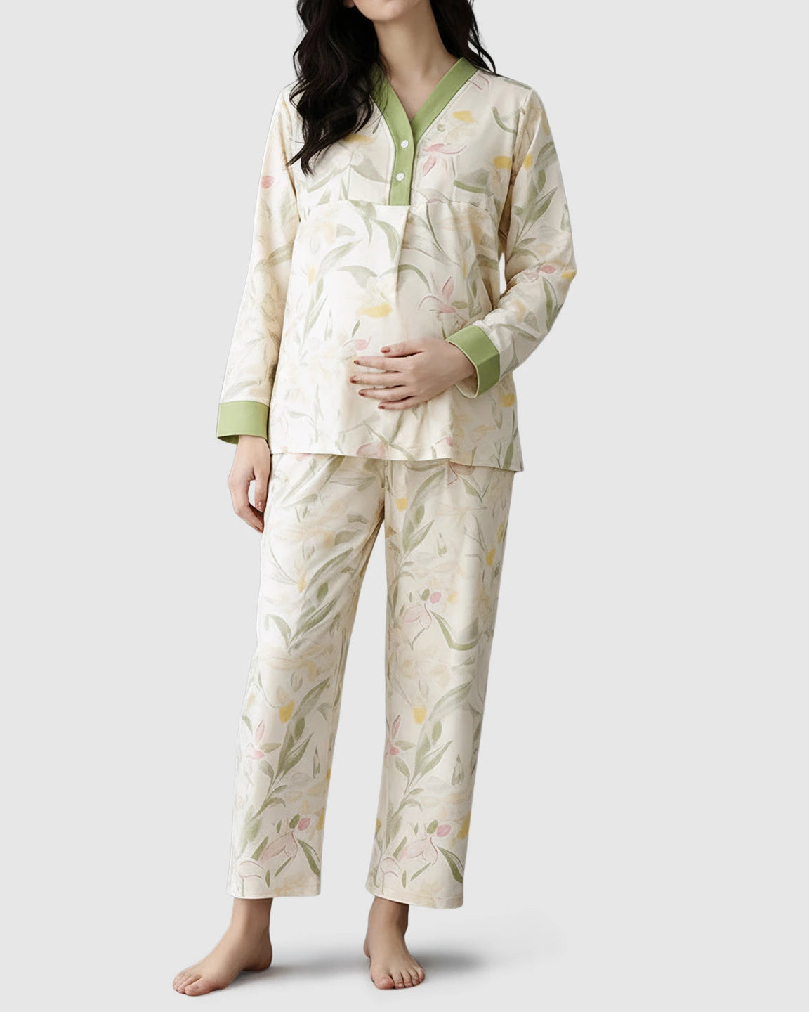 Built-In Chest Pad Floral Maternity Nursing Lounge Set