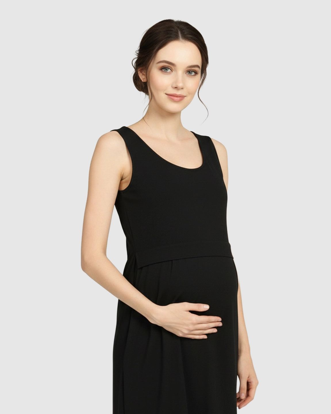 Side-Slit Casual Maternity Maxi Dress