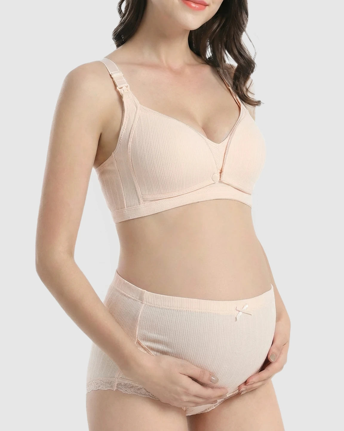 Wire-Free Breathable High-Waist Maternity Nursing Bra & Panty Set