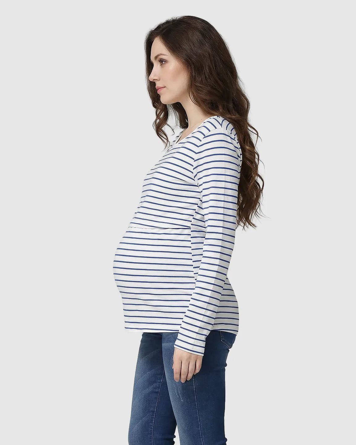 Long-Sleeve Striped Pull-up Maternity & Nursery Top