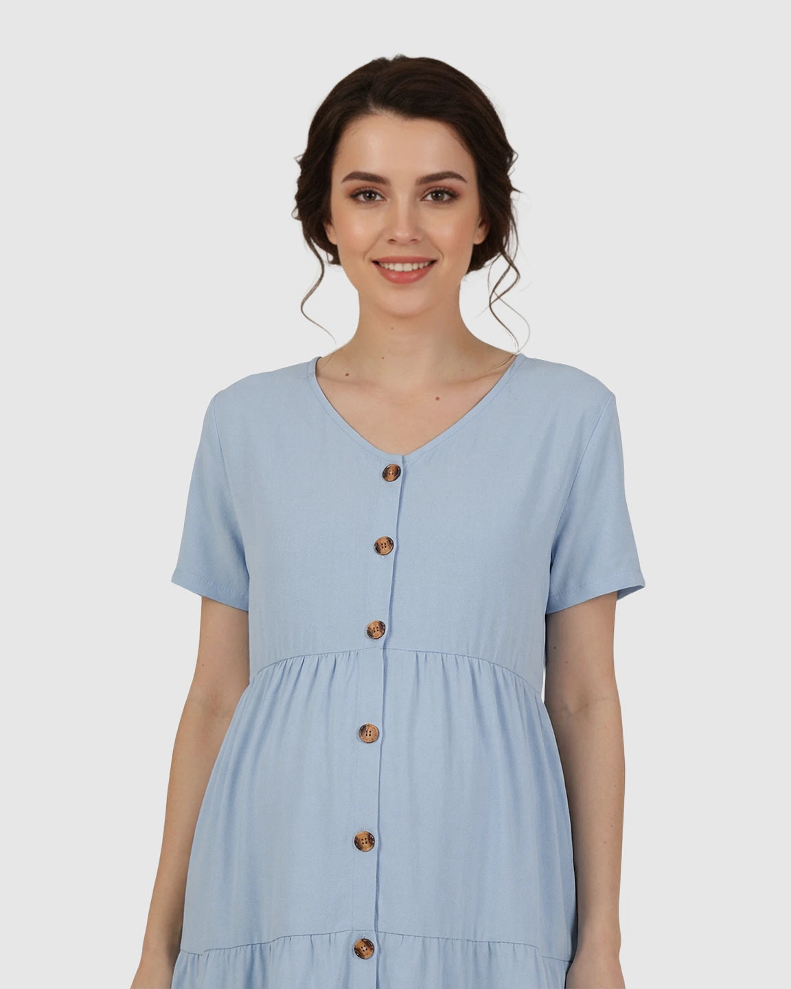 Button-Up Tiered Maternity Mini Dress