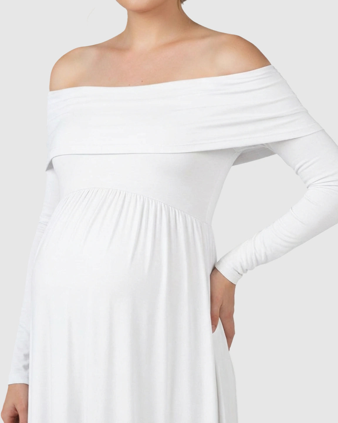 Off-Shoulder Floor-Length Maternity Gown