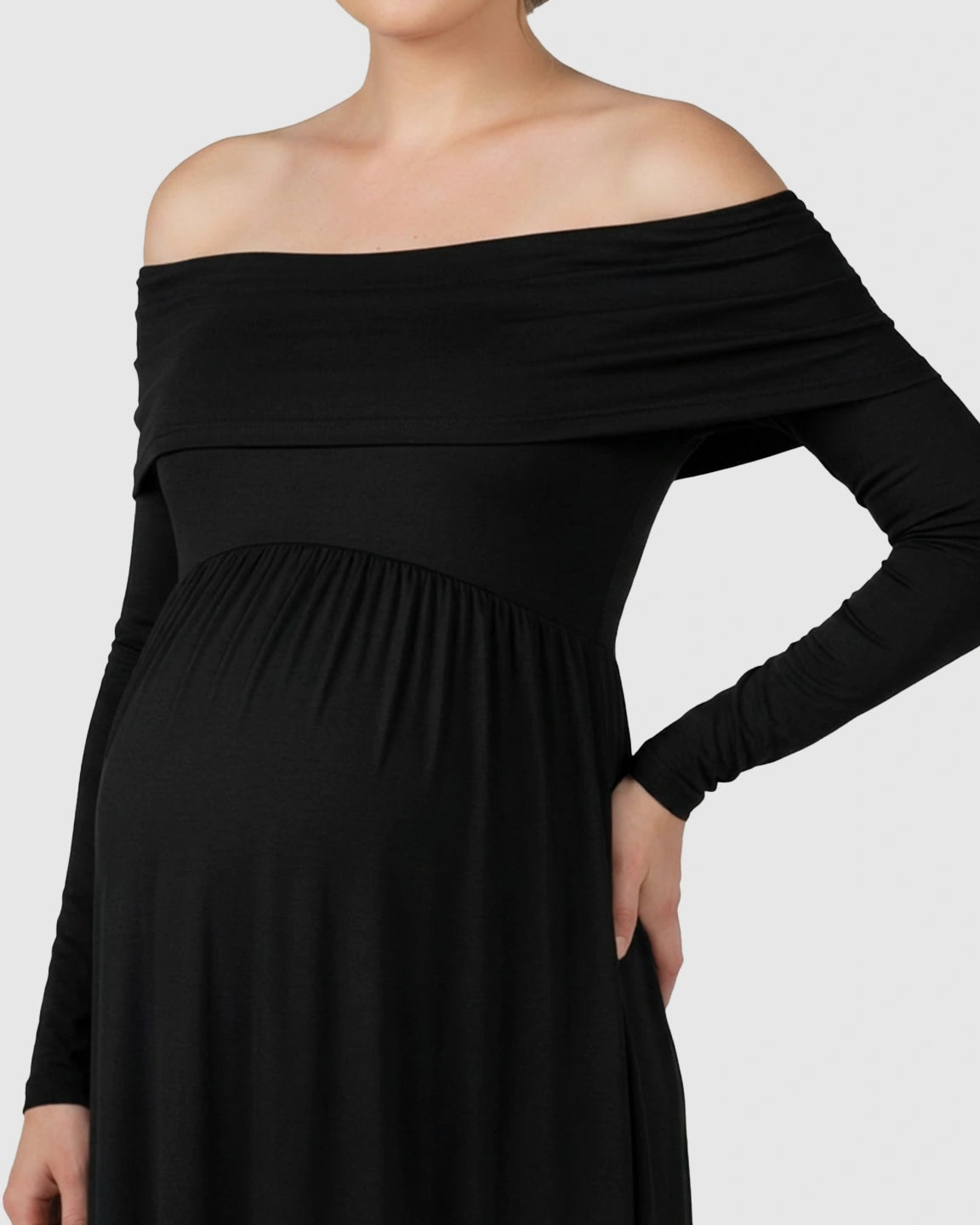 Off-Shoulder Floor-Length Maternity Gown