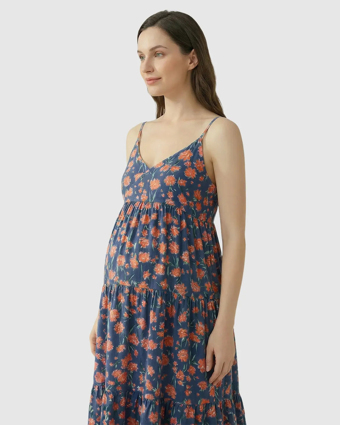 V-neck Ruffled Skirt Maternity Nightdress