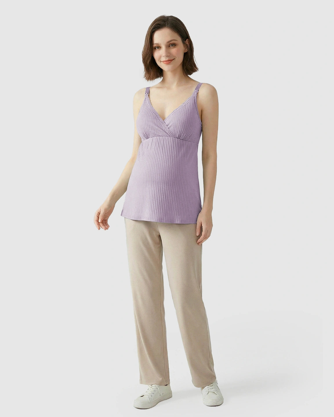 Easy-Access Crisscross Ribbed Nursing Camisole