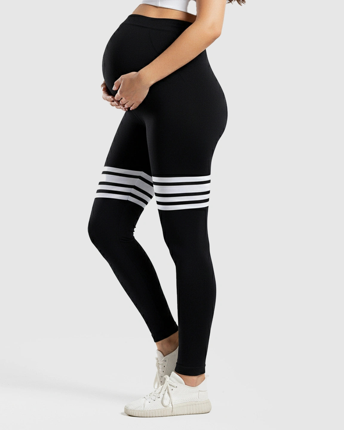 High-Waisted Stripe Maternity Yoga Leggings