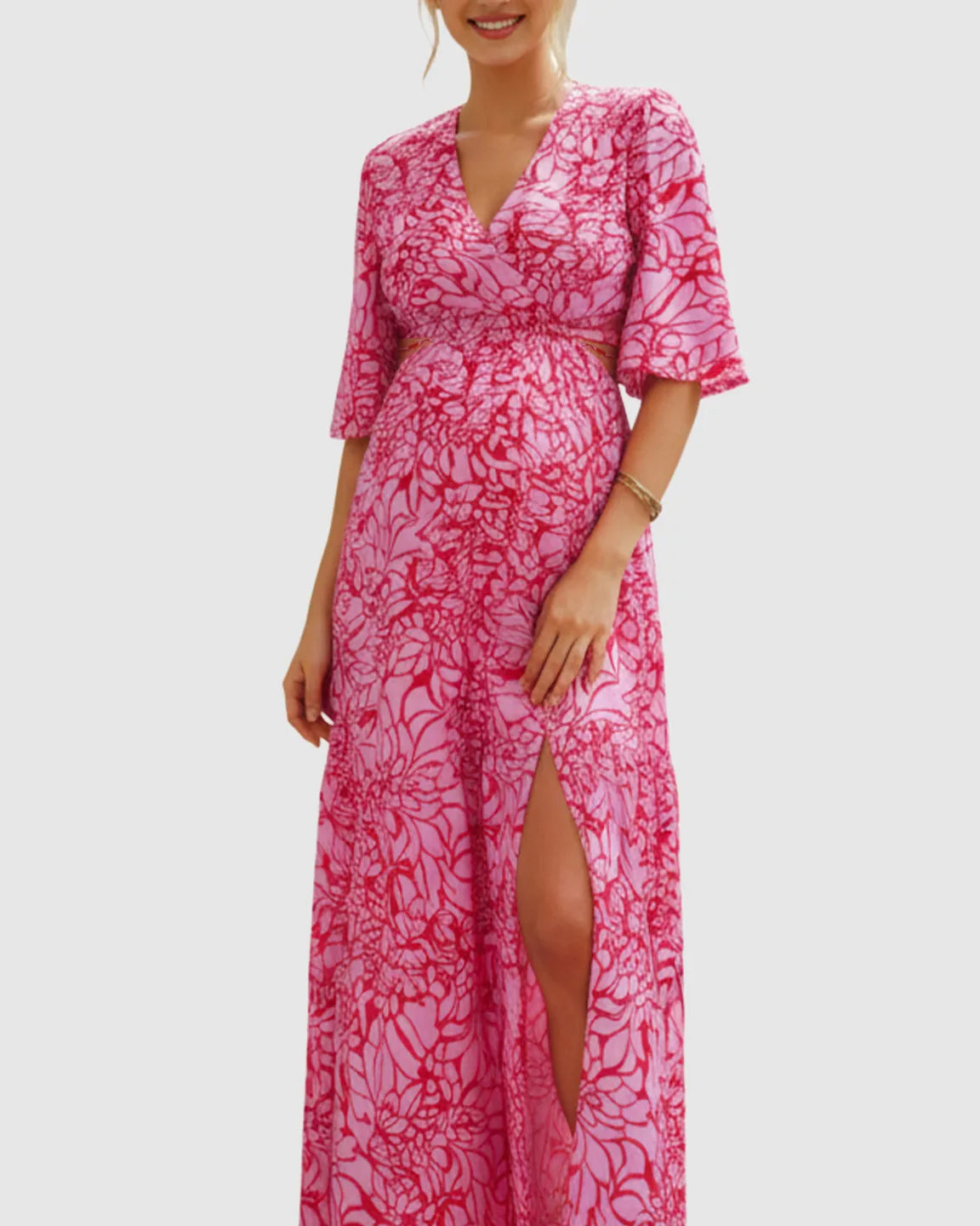 Cutout Retro Maternity Maxi Dress