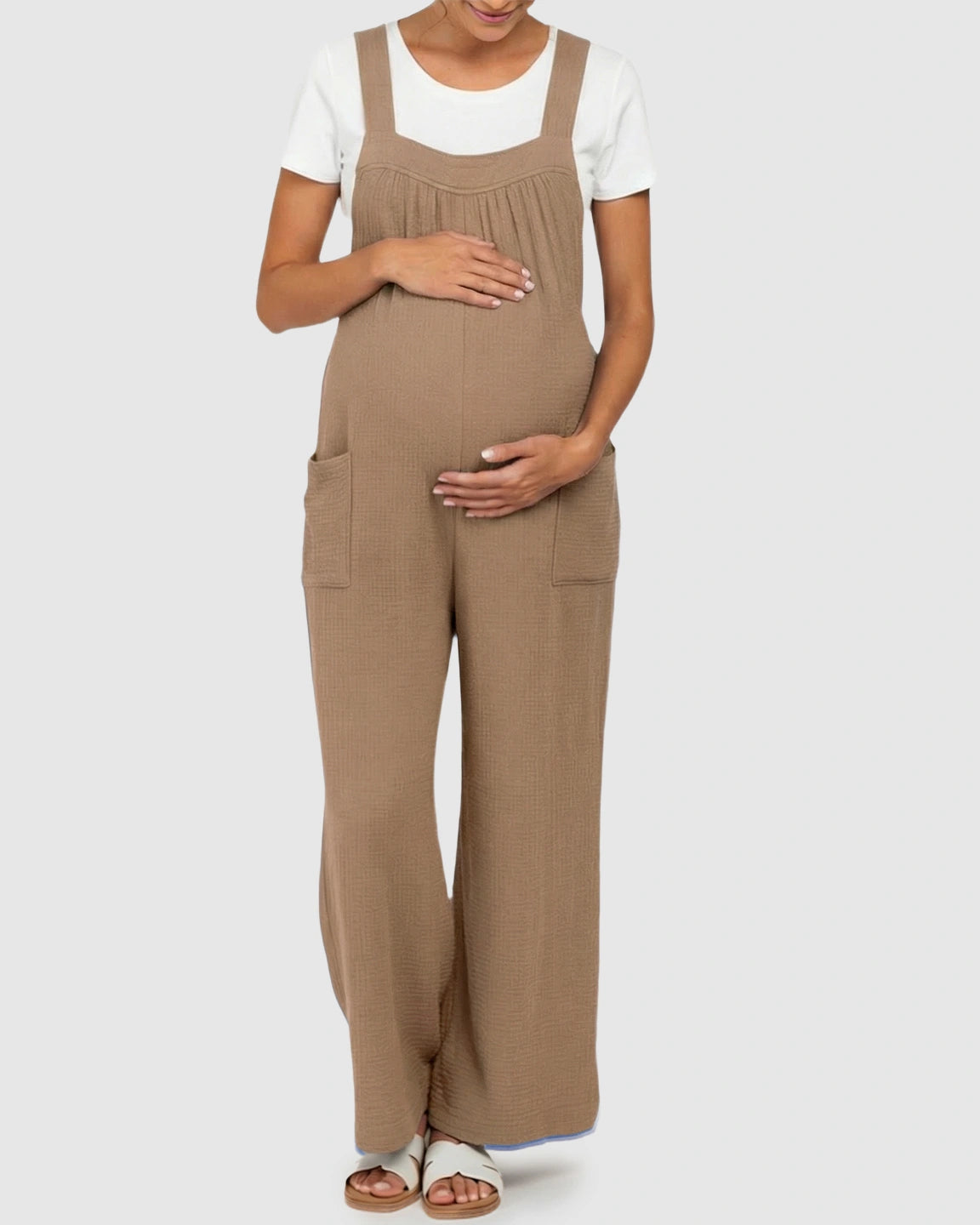Tie-Back Wide-Leg Maternity Jumpsuit