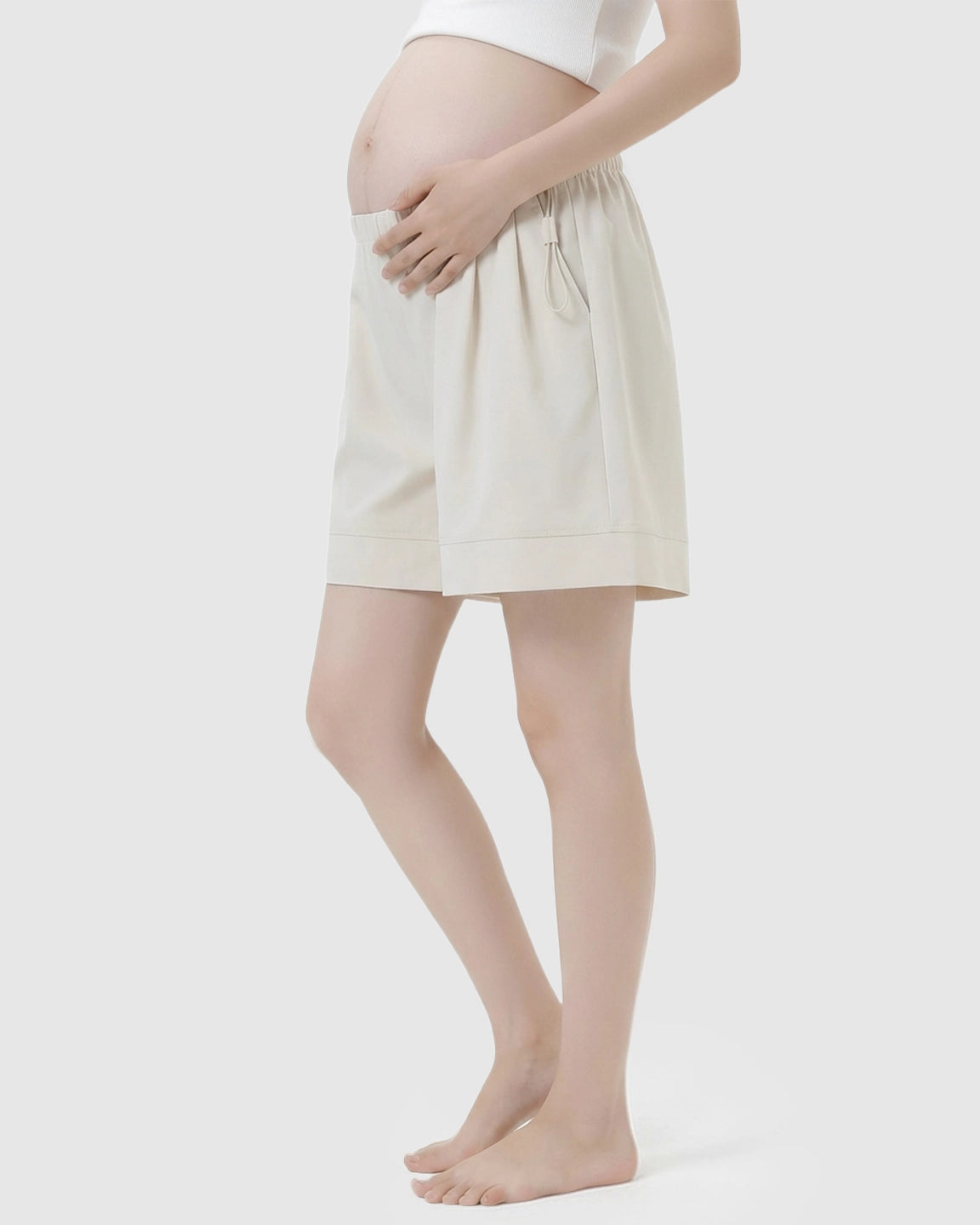 Pocketed Side Drawstring Maternity Shorts
