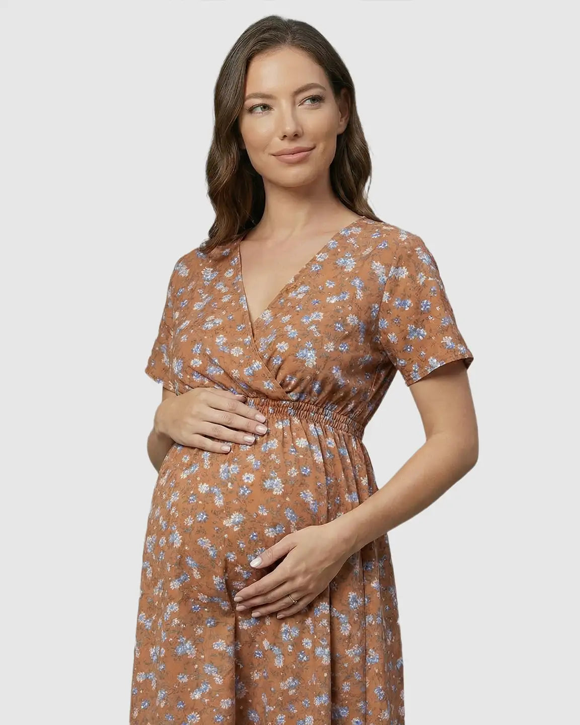 Stretch-Waist A-Line Maternity Midi Dress