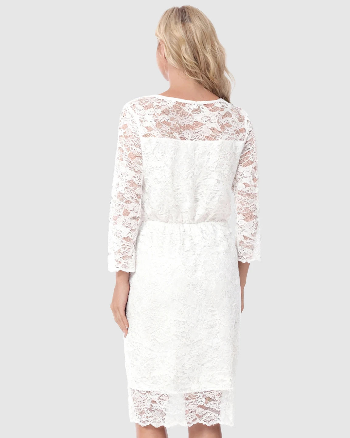 Mid-length Lace Sleeves Maternity & Nursing Dress