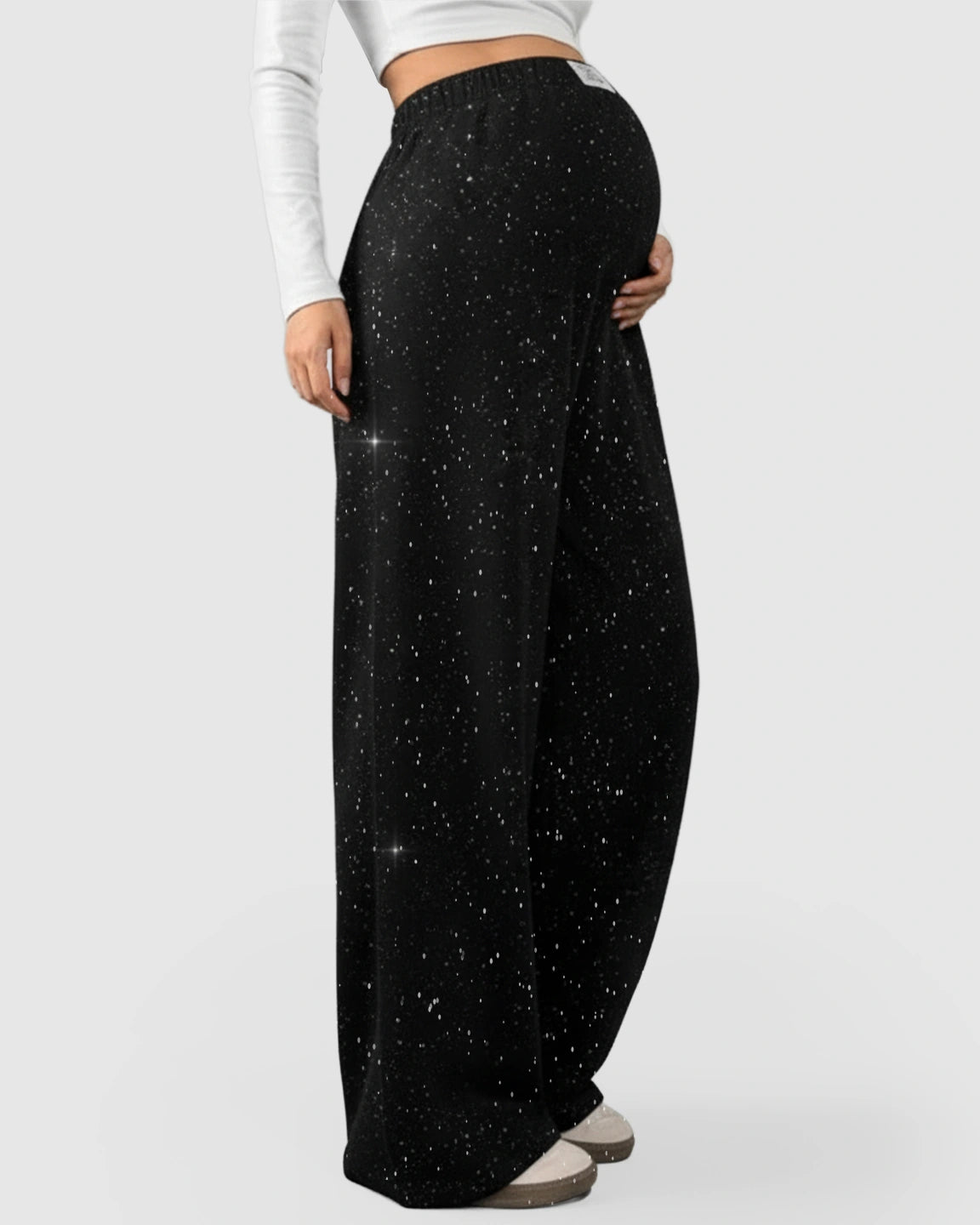 Starry Print Wide-Leg Maternity Pants