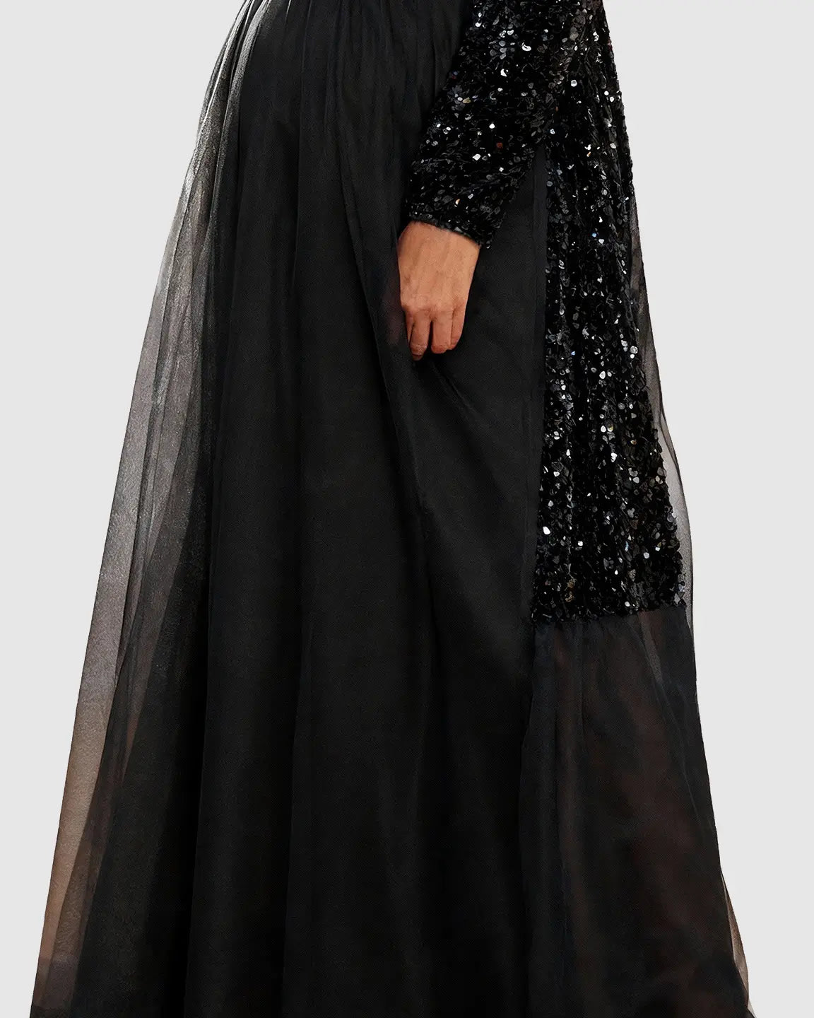 Sequin Long-Sleeve Empire Waist Maternity Maxi Dress