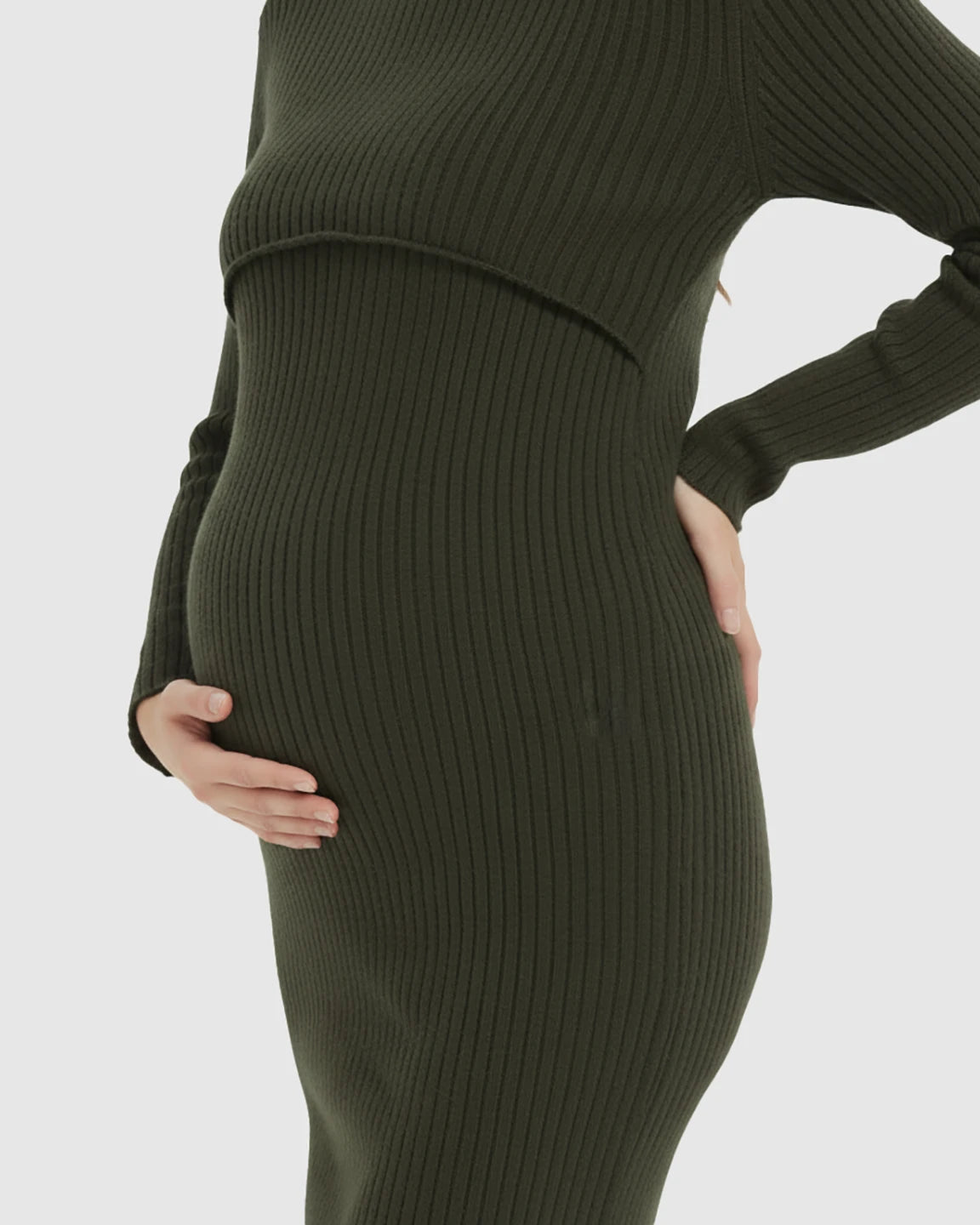 Ribbed Knit Bodycon Maternity Sweater Dress
