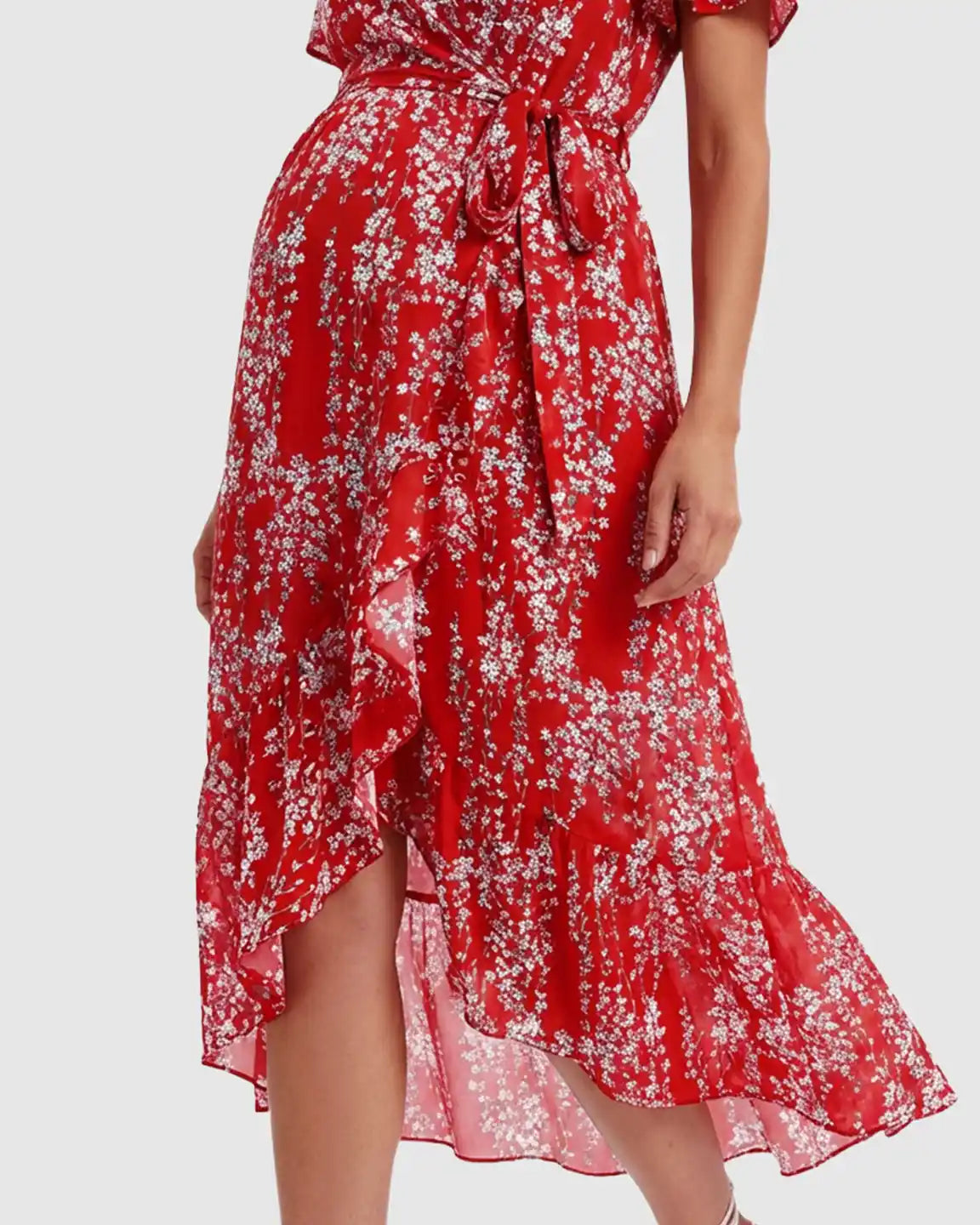 Floral V-neck Large Swing Maternity Midi Dress