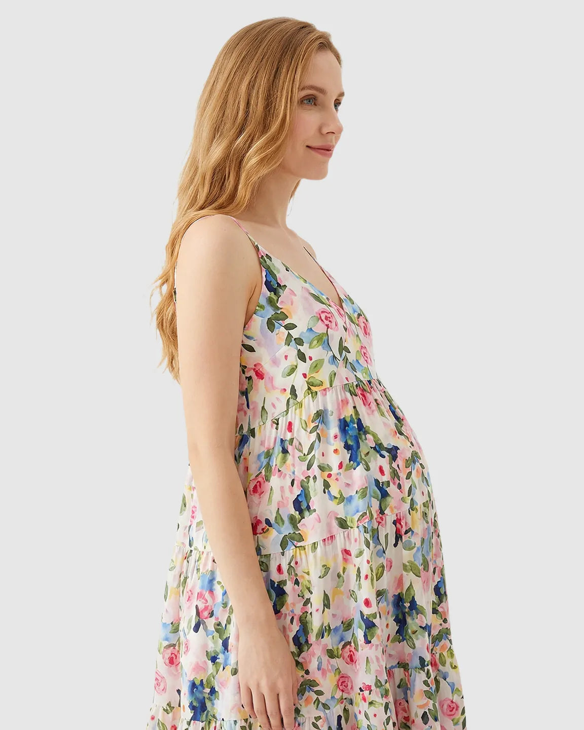 Sleeveless Rose Print Maternity Nightdress