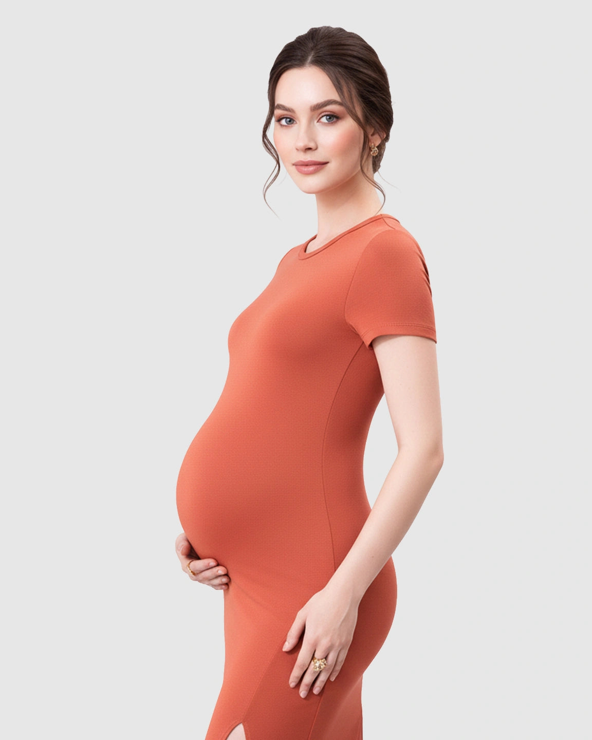 Side-Slit Bodycon Maternity Maxi Dress