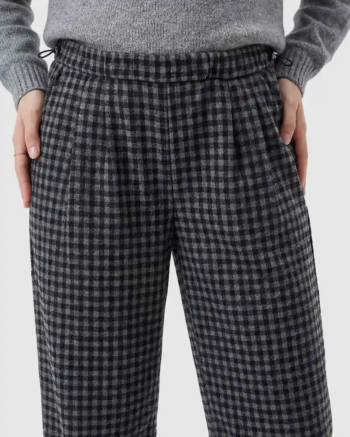 Gingham Plaid Relaxed-Fit Maternity Pants