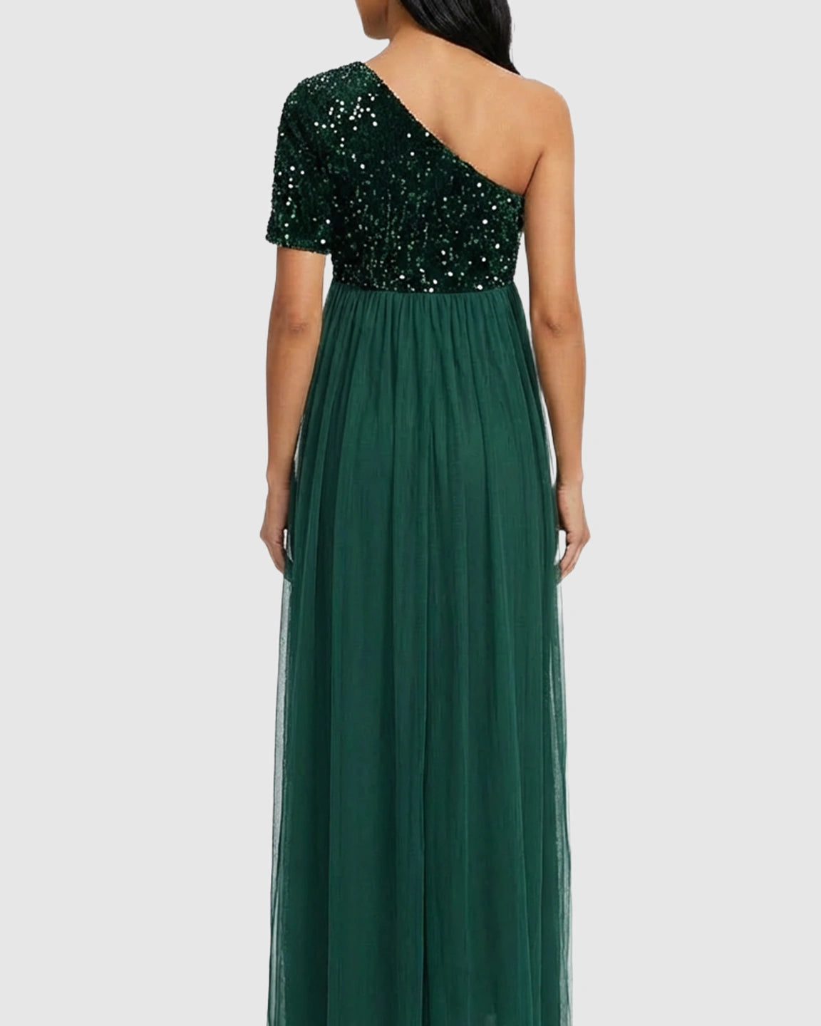 Sequin One-Shoulder Dreamy Maternity Maxi Dress