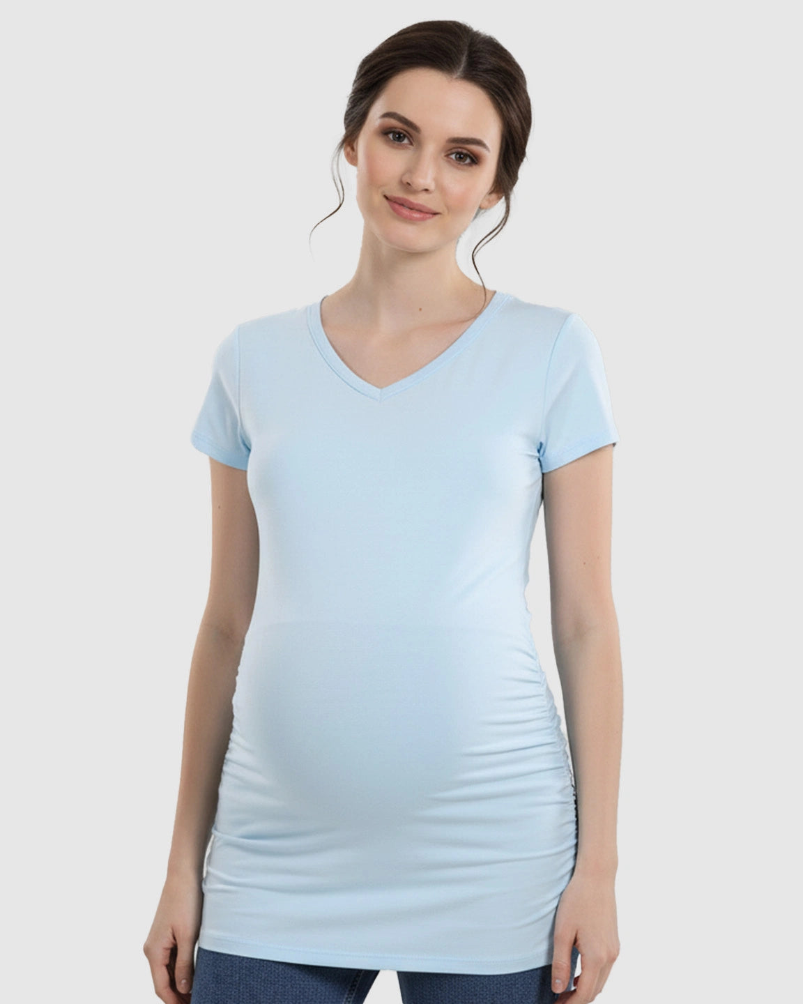Short Sleeve Ruched Slim Fit Maternity Top