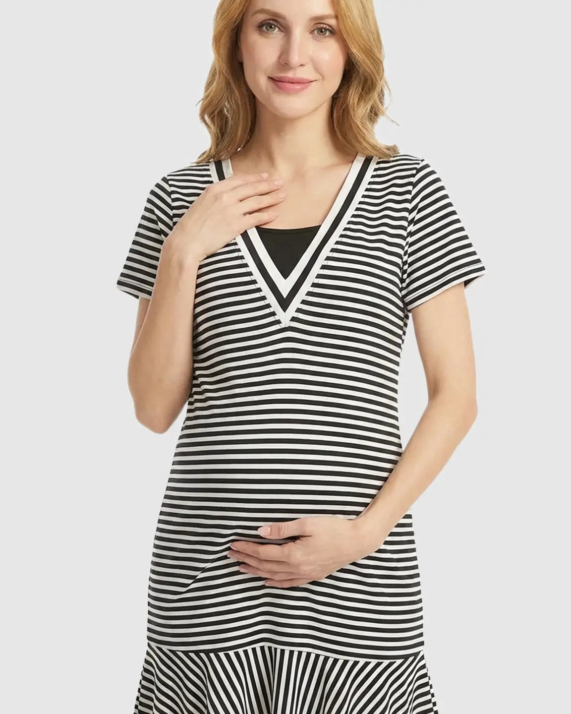 Easy Nursing Access Classic Stripes Maternity & Nursing Dress