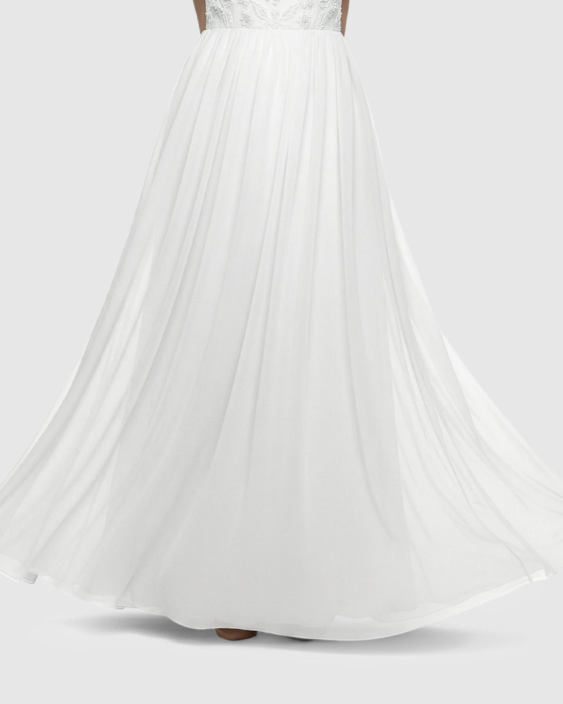 Embroidered Bodice Long Train Maternity Photoshoot Gown