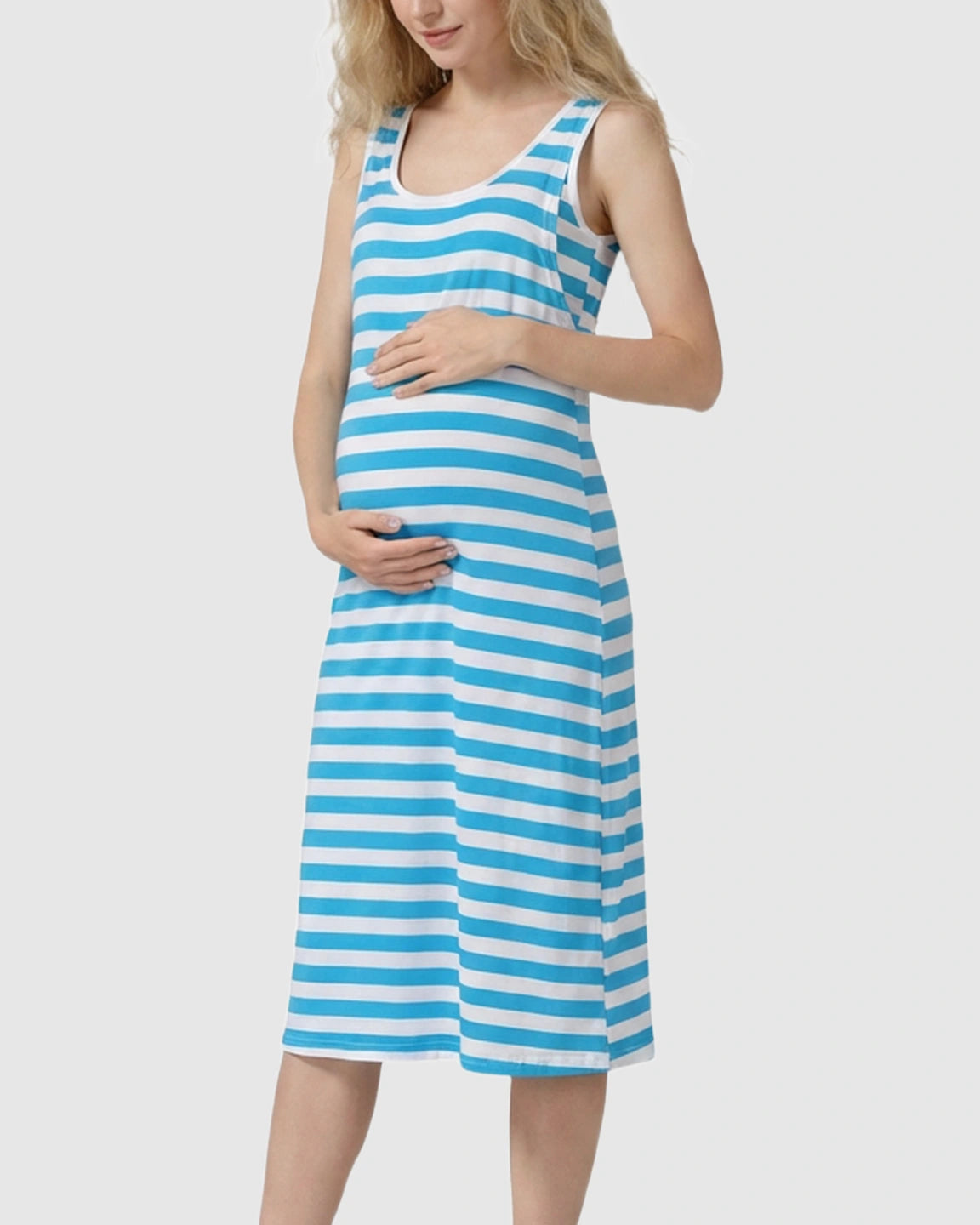 Modal Comfort Striped Nursing & Maternity Midi Dress