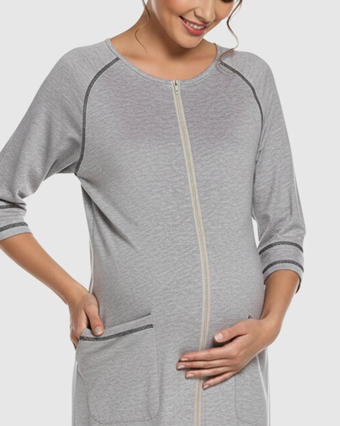 Front Zipper Loose Fit Maternity & Nursing Dress