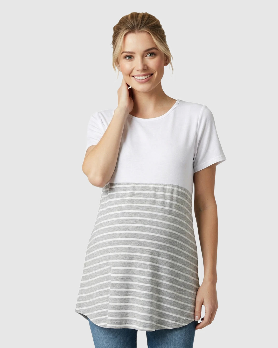 Lift-Up Access Striped Nursing & Maternity Top