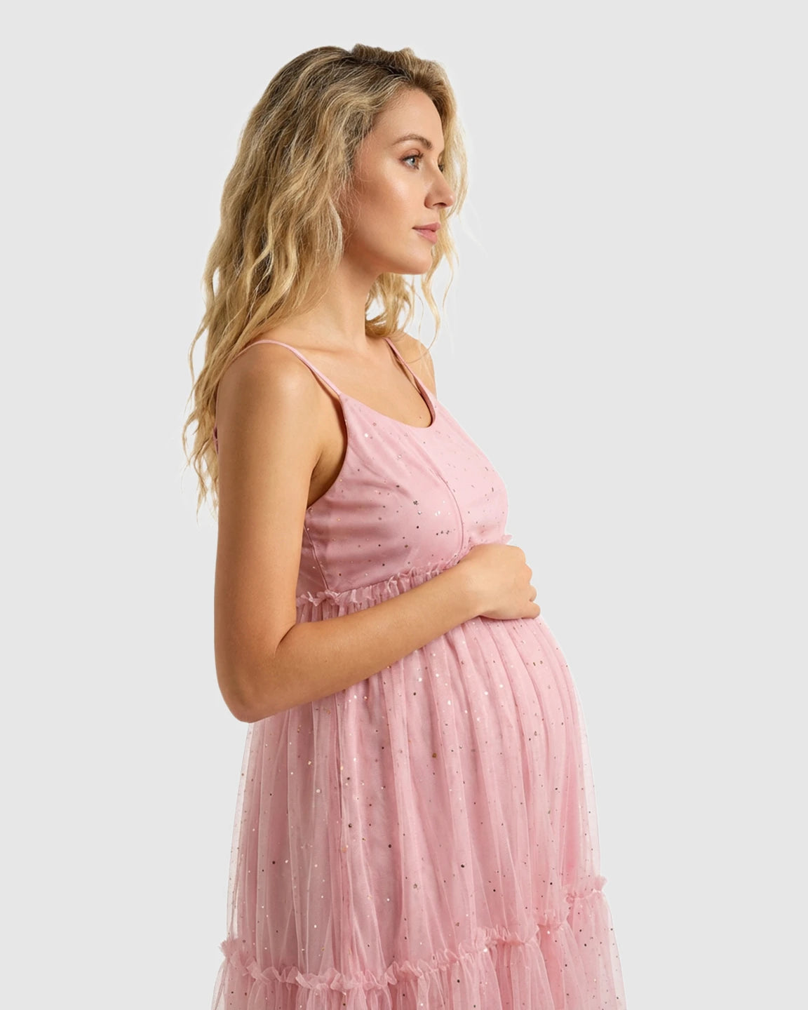 Spaghetti Strap Tulle Cake Skirt Maternity Dress