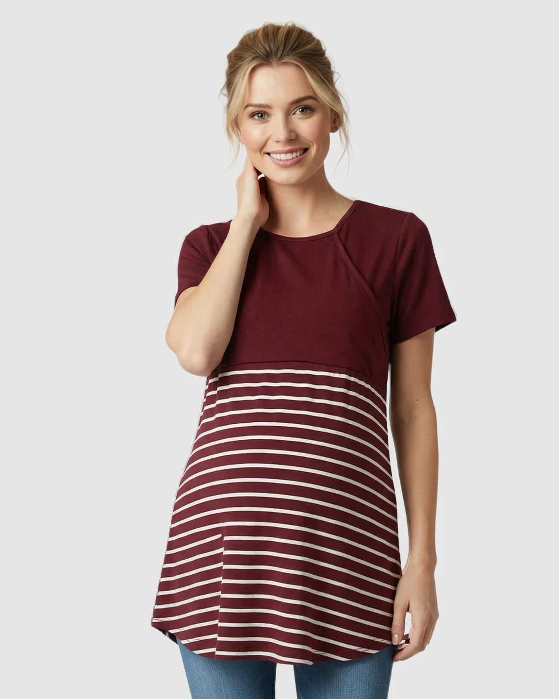 Lift-Up Access Striped Nursing & Maternity Top