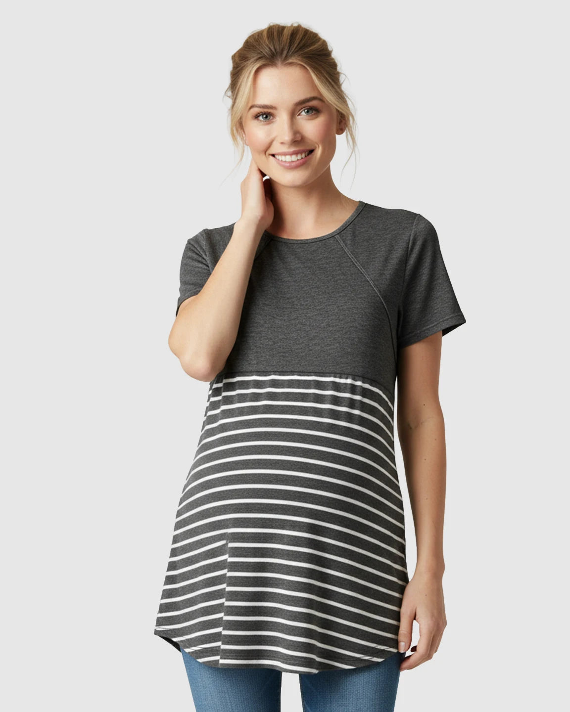 Lift-Up Access Striped Nursing & Maternity Top