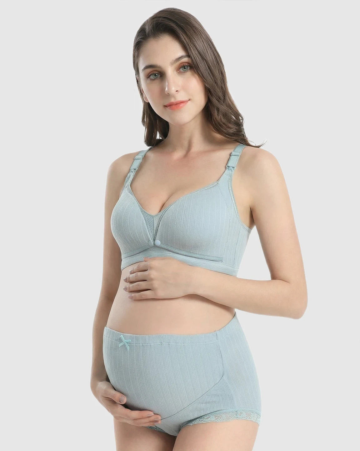 Wire-Free Breathable High-Waist Maternity Nursing Bra & Panty Set