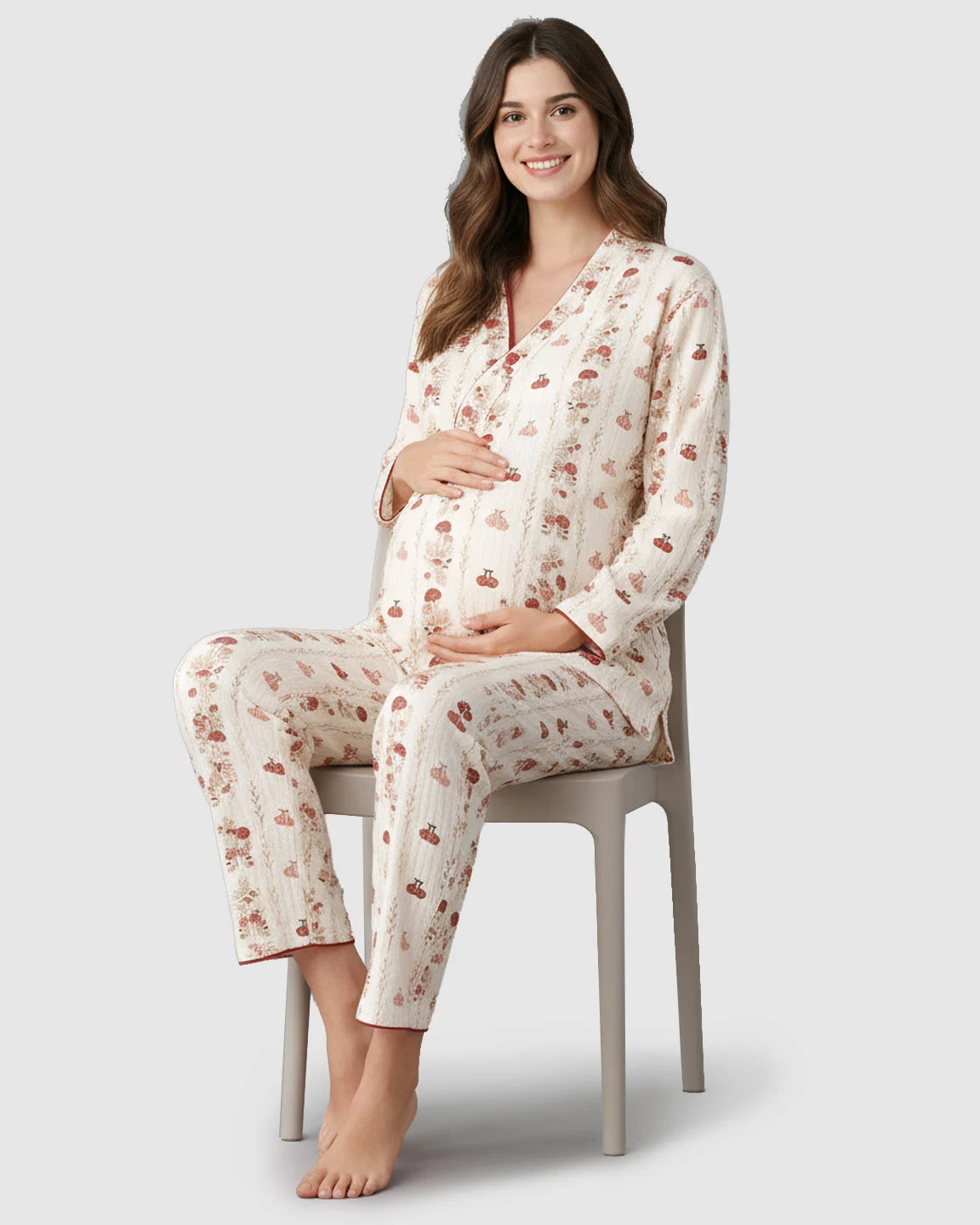 Cotton-Muslin Japanese-Style Maternity Sleepwear Set