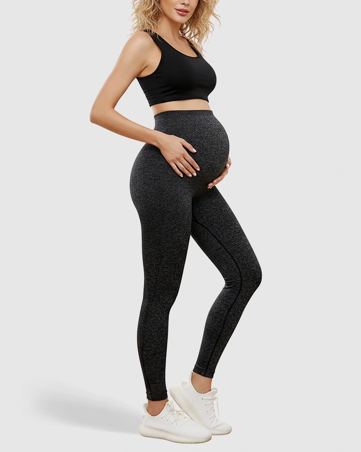 Ribbed Versatile Full Length Cut Maternity Leggings
