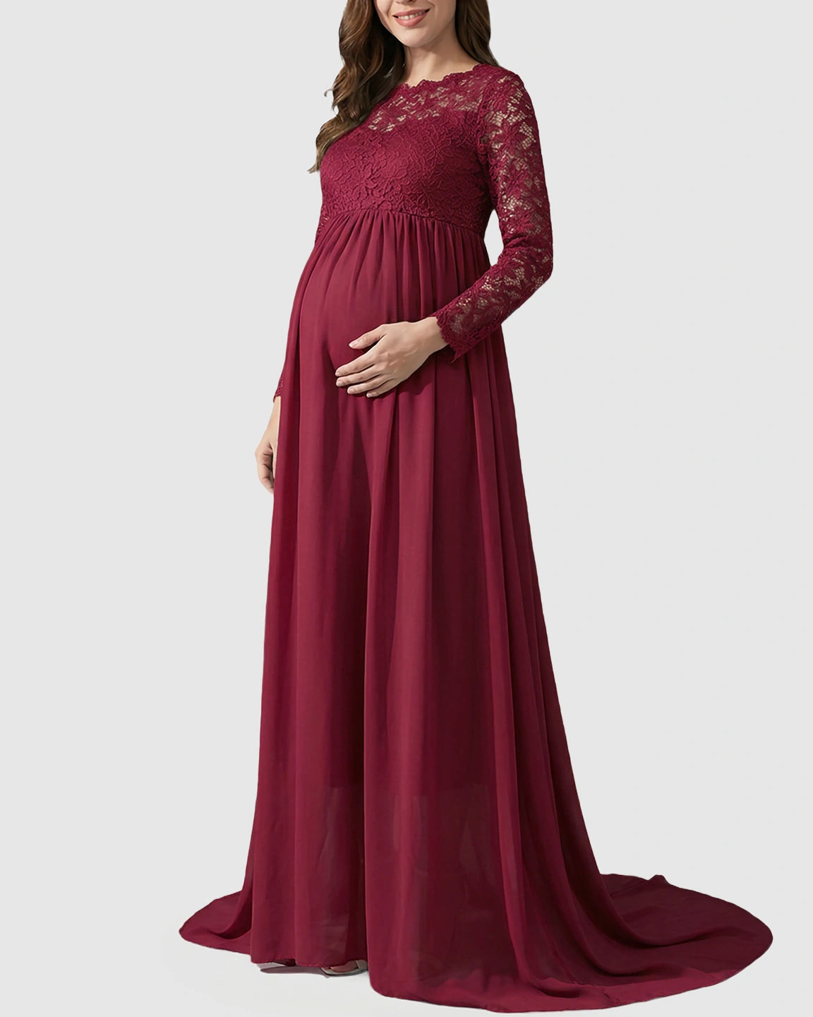 Lace Bodice Trailing Skirt Maternity Photoshoot Gown