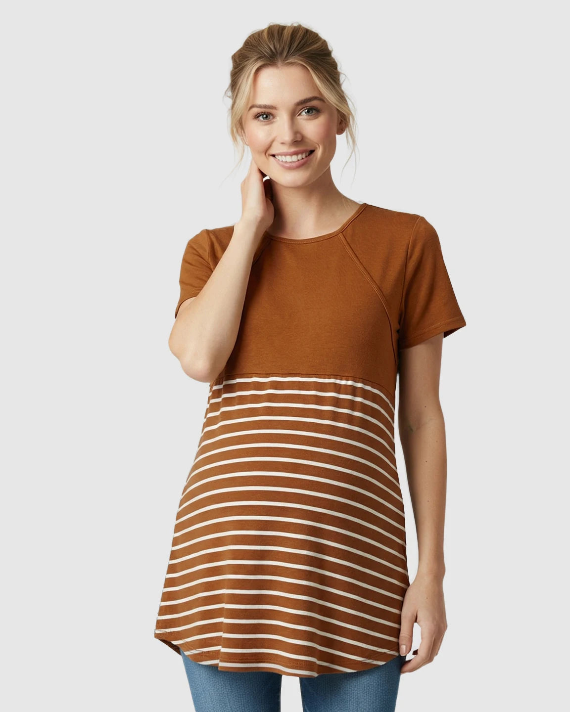 Lift-Up Access Striped Nursing & Maternity Top