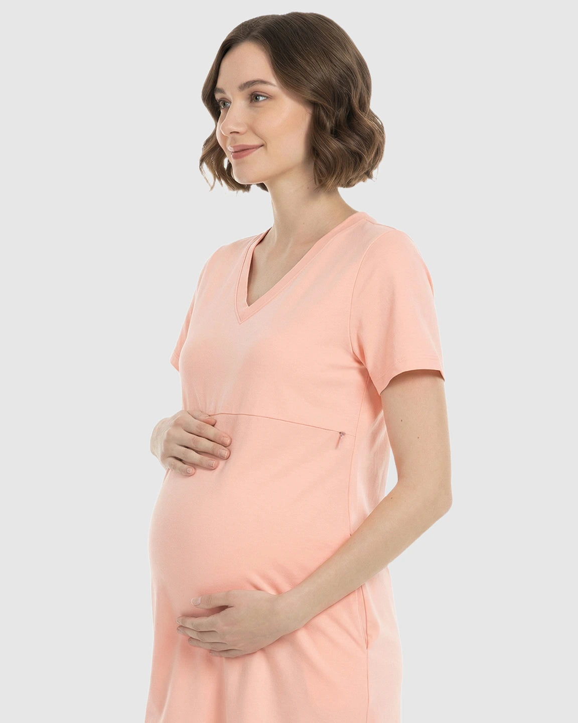 V-Neck Cotton Casual Nursing & Maternity Dress