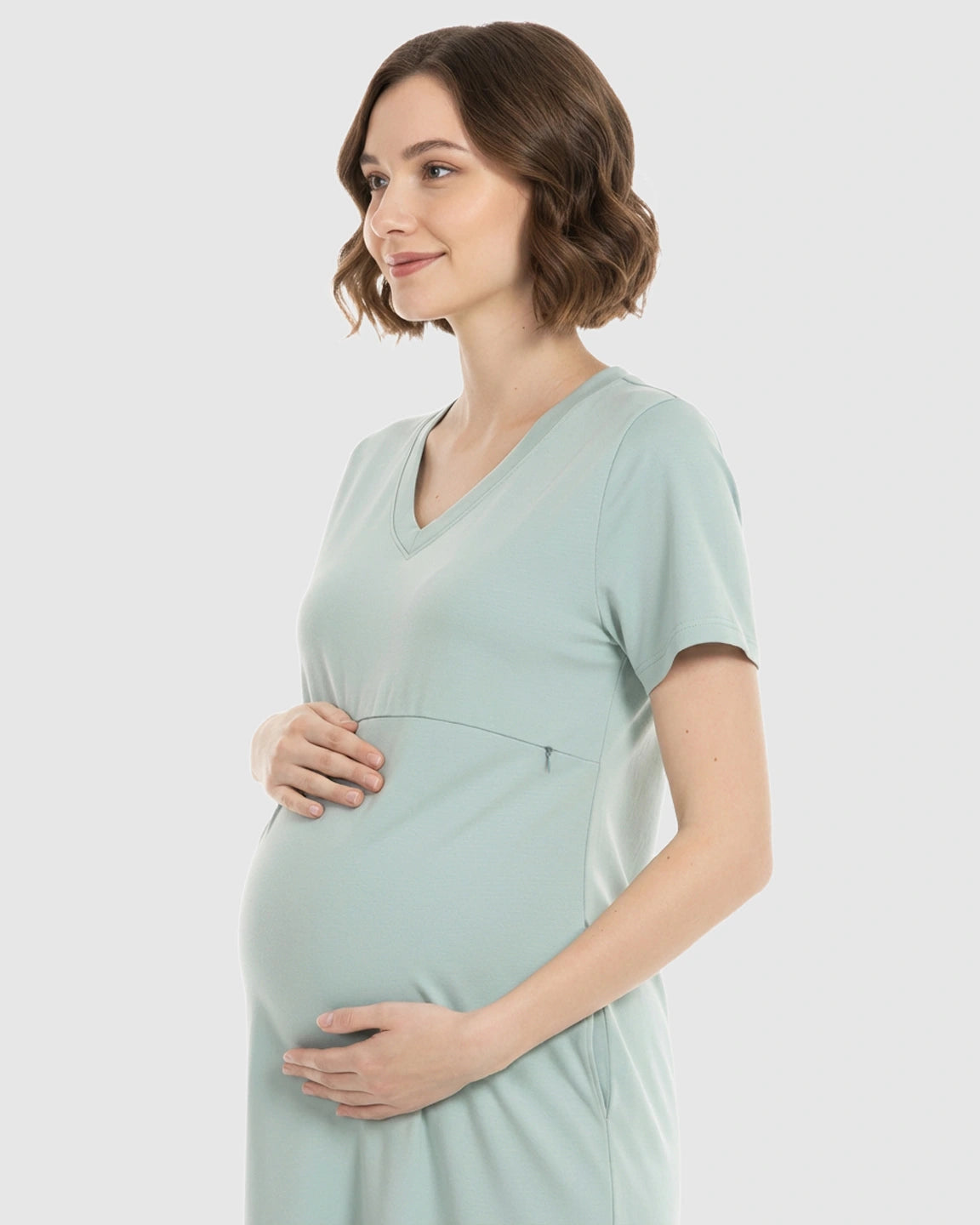 V-Neck Cotton Casual Nursing & Maternity Dress
