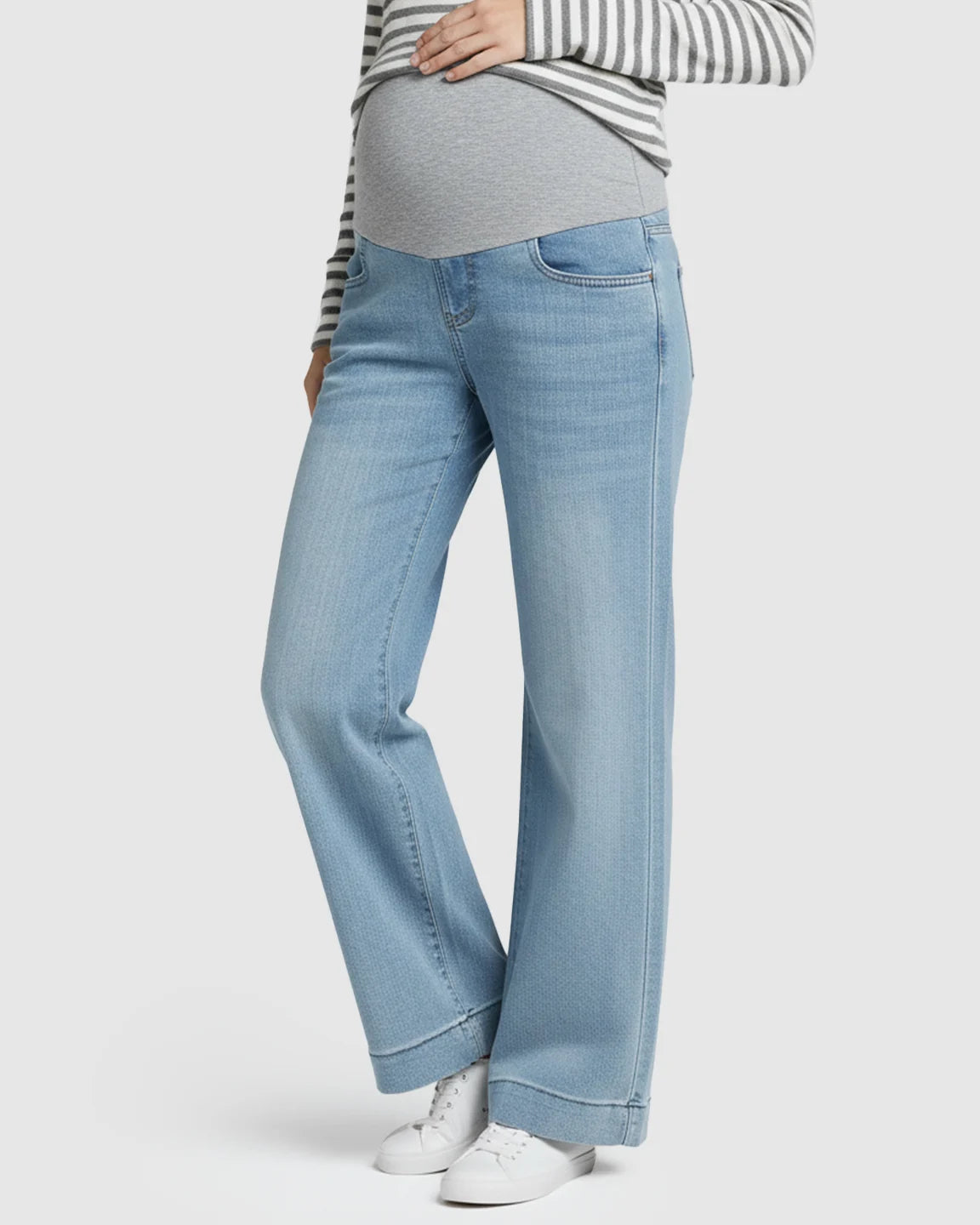 Stretchy Waist Wide-Leg Maternity Jeans
