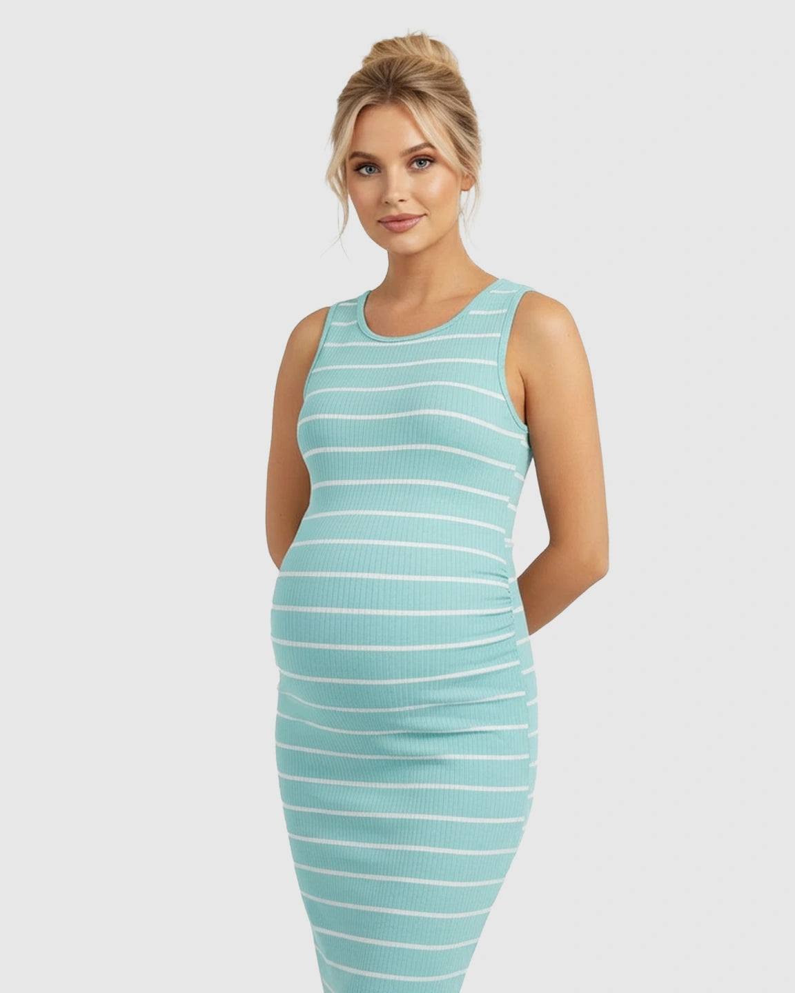 Striped Sleeveless Loose Flowing Maternity Dress