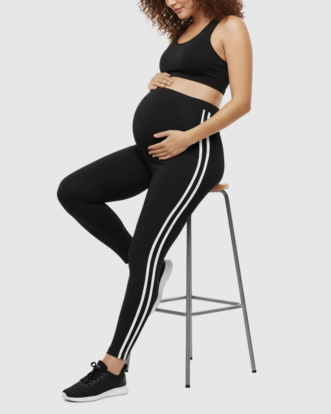 Side Striped Sporty Maternity Leggings