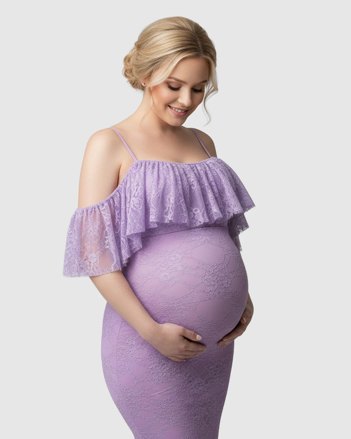 Off-Shoulder Lace Mermaid Maternity Gown