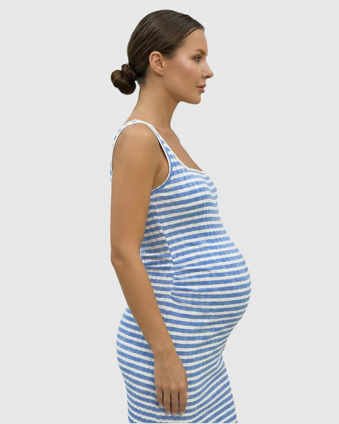 Side-Slit Summer Maternity Bodycon Midi Dress