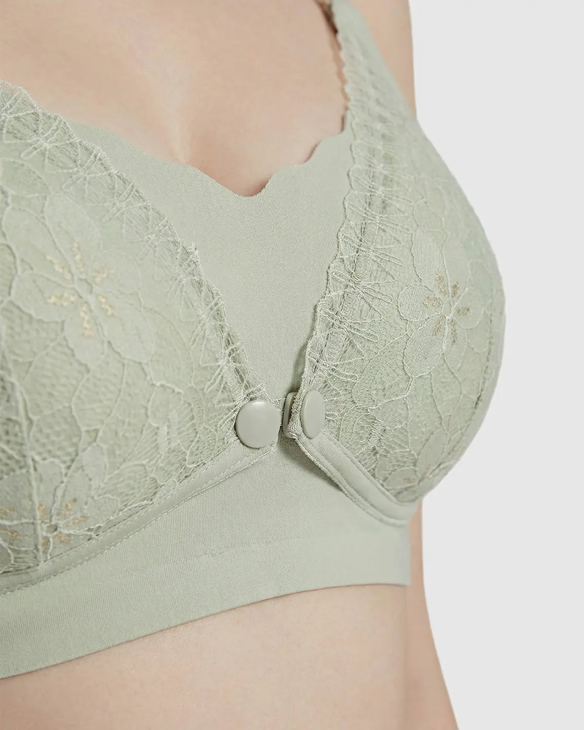 Snap Front Lace-Pattern Nursing Bra