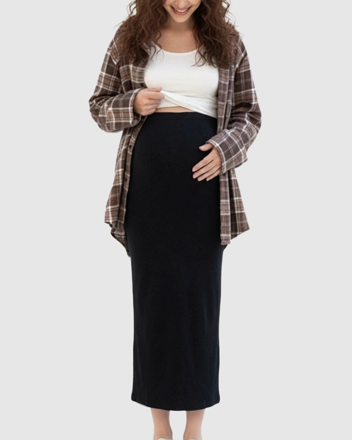 Skin-Friendly Casual Maternity Midi Skirt