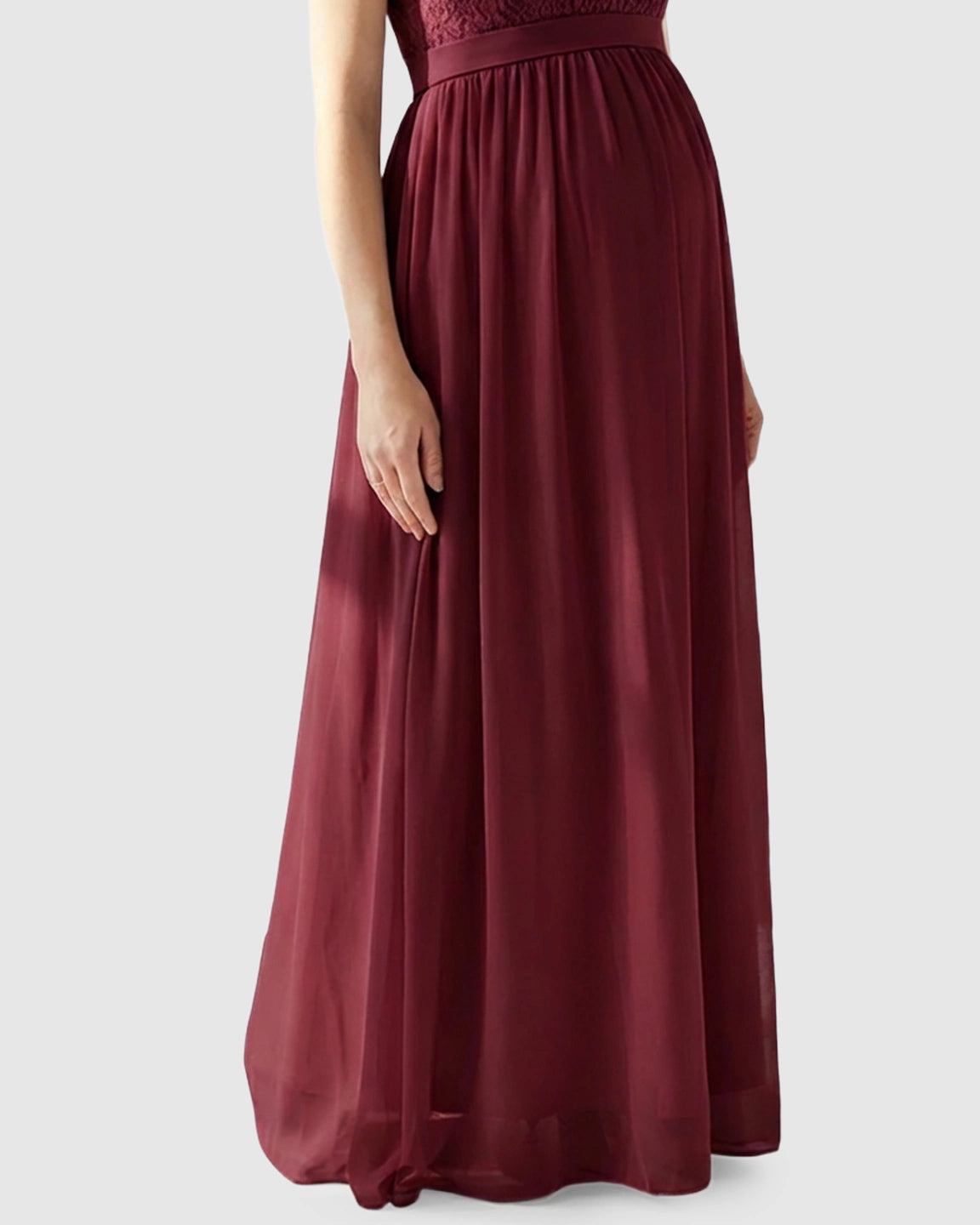 Lace Bodice Elegant Maternity Maxi Dress