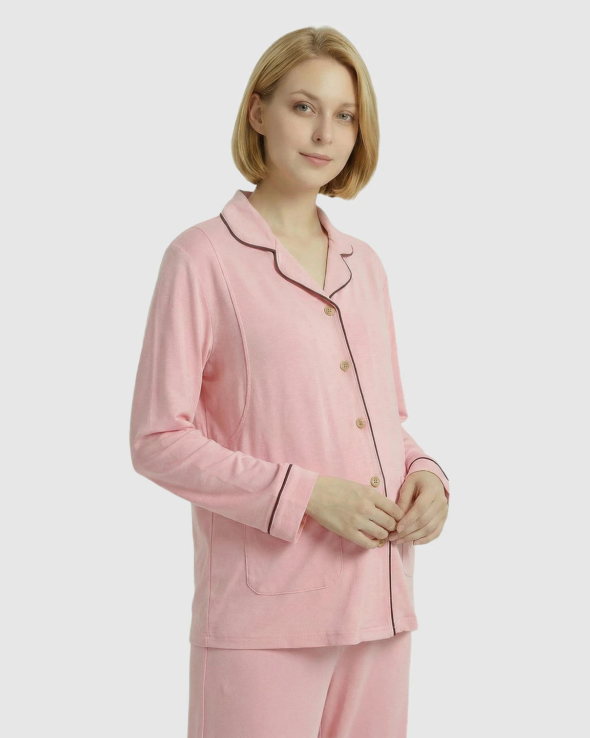 Button-Front Relaxed Fit Maternity Loungewear Set