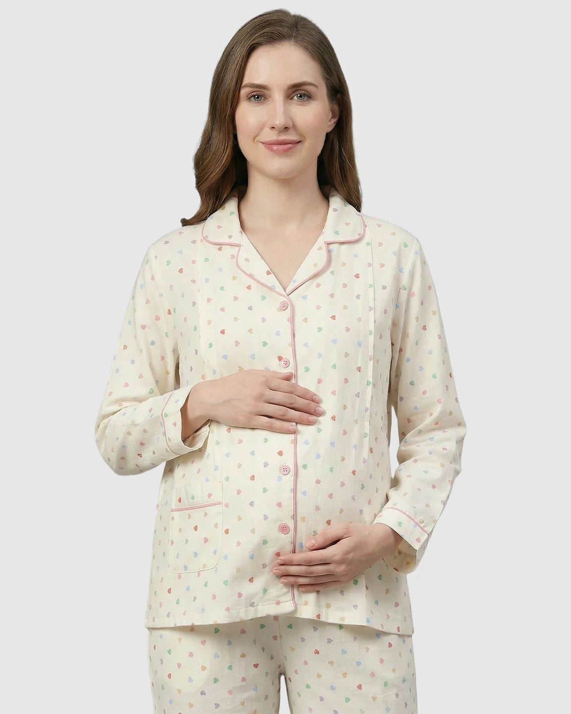 Floral Collared Cotton Gauze Nursing Pajama Set